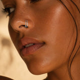 Sterling silver double nose ring - Silver