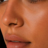 Sterling silver double nose ring - Gold