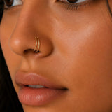 Sterling silver double nose ring - Gold