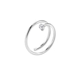 Sterling silver CZ double nose ring - Silver