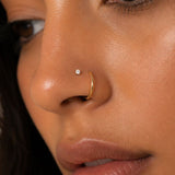 Sterling silver CZ double nose ring - Gold