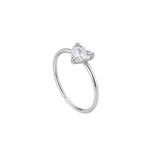 Sterling silver Cubic Heart Nose ring - Silver