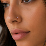Sterling silver Cubic Gem Nose Ring - Silver