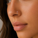 Sterling silver Cubic Prism Nose Ring - Silver