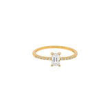 Sterling silver Cubic Baguette Ring - Gold