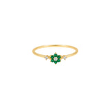 Sterling silver Emerald Daisy Ring - Gold