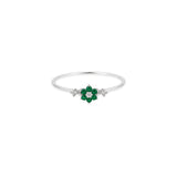 Sterling silver Emerald Daisy Ring - Silver