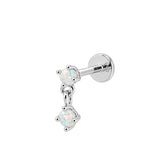 Twin Opal Flat Back Piercing - Silver