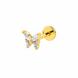 Sparkle Butterfly Flat Back Piercing - Gold
