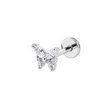 Sparkle Butterfly Flat Back Piercing - Silver