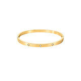 Stainless steel cubic clover bangle - Gold