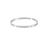 Stainless steel cubic clover bangle - Silver
