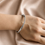 Stainless steel Irregular bangle - Silver