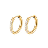Stainless Steel Cubic Paved Hoops - Gold