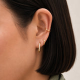 Stainless Steel Cubic Paved Hoops - Gold