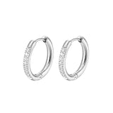 Stainless Steel Cubic Paved Hoops - Silver