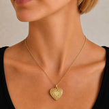 Stainless steel Vintage Heart locket - Silver - Large