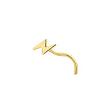 Titanium Lightning Bolt Nose Stud - 18K Gold PVD