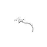 Titanium Lightning Bolt Nose Stud - Silver