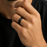 Stainless steel 6mm plain band ring - Black