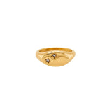 Stainless steel starburst oval signet ring - Gold