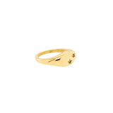 Stainless steel starburst oval signet ring - Gold