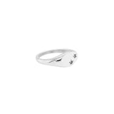 Stainless steel starburst oval signet ring - Silver