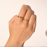 Stainless steel Cubic Zirconia Dots ring - Silver