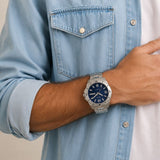 Timex - Essex Avenue 46 Watch - Silver/Blue